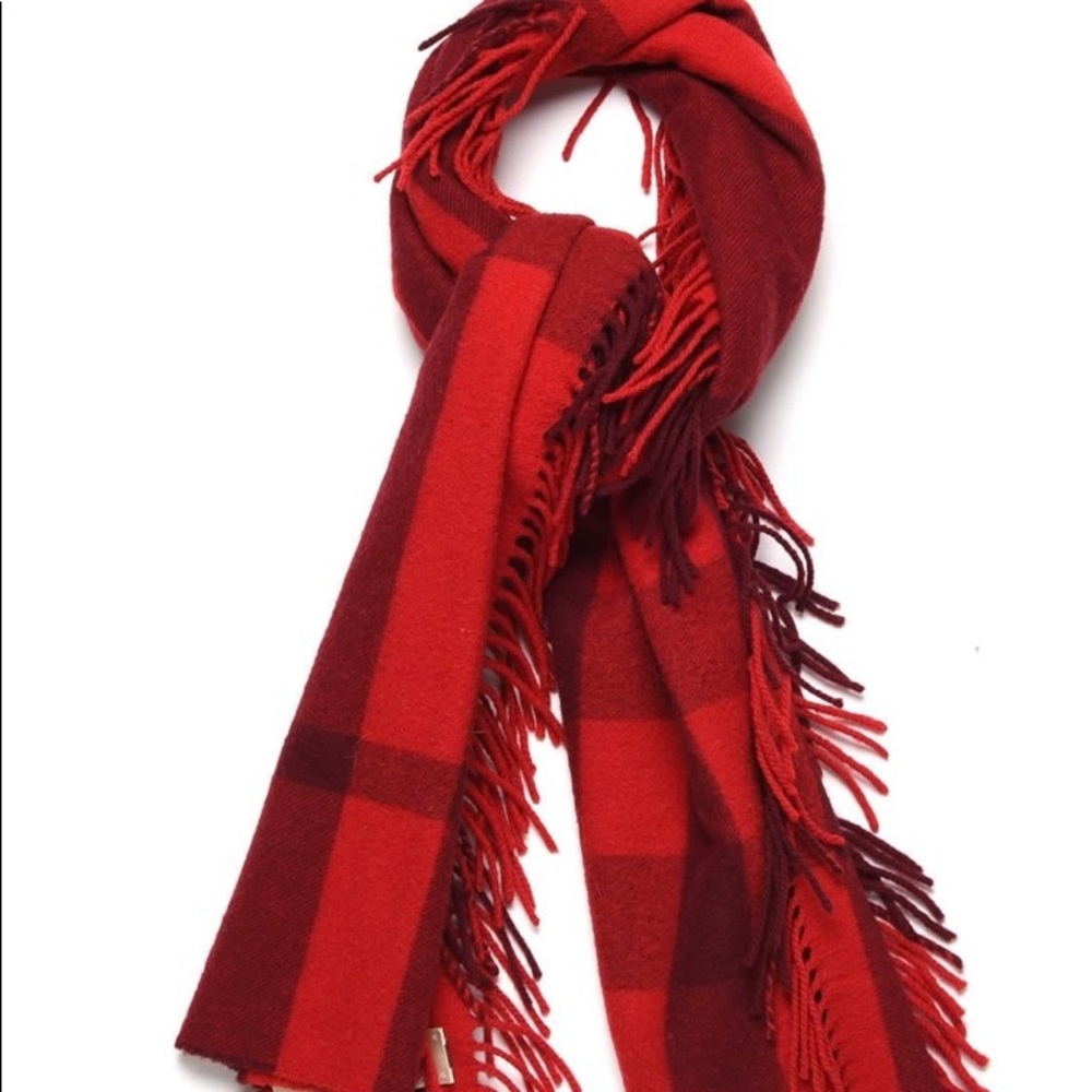 Burberry merino wool half mega check red scarf - Picture 4 of 5